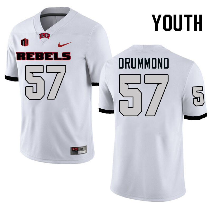 Youth #57 Dyllan Drummond UNLV Rebels College Football Jerseys Stitched-White